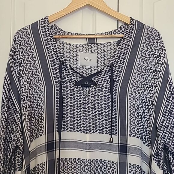 Rails x Anthropologie LILY YARN-DYED Jacquard Blue & White Plaid Top Size S - Picture 3 of 15